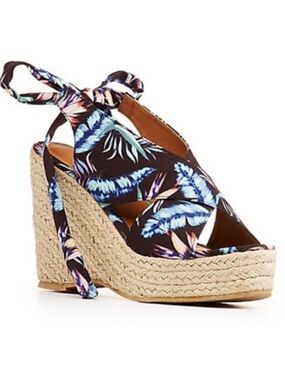 Charlotte Russel Tropical Tie Back Wedge Sandals
